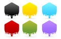 Label drops polygon models with six variation color isolated white background, set of colorful stickers, Colorful droplets Royalty Free Stock Photo