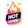 Dynamic Label With Flame Icon And Text Hot Offer Royalty Free Stock Photo