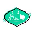 Label eid al adha with silhouette sheep