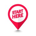 Vector illustration modern flat start here map pointer icon. GPS location symbol. Royalty Free Stock Photo