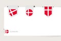 Label flag collection of Denmark in different shape. Ribbon flag template of Denmark