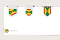 Label flag collection of Grenada in different shape. Ribbon flag template of Grenada