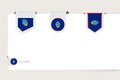 Label flag collection of Guam in different shape. Ribbon flag template of Guam