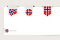 Label flag collection of Norway in different shape. Ribbon flag template of Norway
