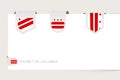 Label flag collection of US state District of Columbia in different shape. Ribbon flag template of District of Columbia