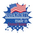 Label with flag and text Made in Massachusetts Royalty Free Stock Photo