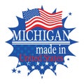 Label with flag and text Made in Michigan