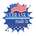 Label with flag and text Made in Nebraska