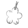 Label In Flower Form Hanging On Rope Ink Vector