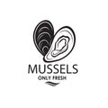 mussel shell label Royalty Free Stock Photo