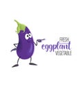 Label. Funny eggplant. Fresh vegetables.