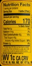 Label ginger beer nutrition facts calories sodium carbohydrates Royalty Free Stock Photo