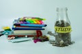 STUDY words on glass jar Royalty Free Stock Photo