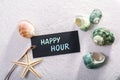 Label with happy hour