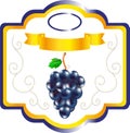 Label for jam grape, sweet fruit on packing, a label for wine, an emblem for cookery of grapes, a decorative element