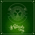 Label in linear style and original lettering St. Patricks Day