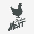 Label, logo or badge of chicken meat. Vector illustration on white