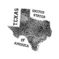 Label with map of texas.