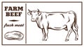 Label of meat products. Beef