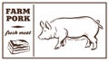 Label of meat products. Pork