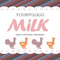 Label milk with the concept of cross-stitch