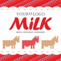 Label milk with the concept of cross-stitch