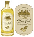 Label for olive oil with countryside landscape