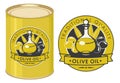 Illustration of a tin can with label for olive oil Royalty Free Stock Photo