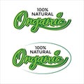 Label food products 100% organic, natural. Royalty Free Stock Photo