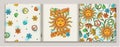 Label, patterns with sun, beads, heart, chamomile