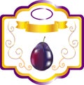 Label for plum jam, sweet plum on packing, Royalty Free Stock Photo