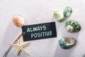 Label with always positive Royalty Free Stock Photo