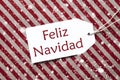 Label On Red Paper, Feliz Navidad Means Merry Christmas, Snowflakes