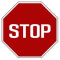 Label Red realistic stop road sign isolated vector