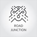 Label of road junction, icon drawn in outline style