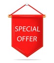 Label sale of special offer. Red promo banner of discount.Icon tag for retail. vector Royalty Free Stock Photo