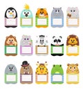 Label set with animals for notebook note paper and sticker