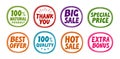 Label set such as Big sale, Best offer, Quality, Natural. Vector illustration