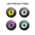 Label set vector. 4 color buttons with glass. icons.