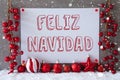 Label, Snowflakes, Balls, Feliz Navidad Means Merry Christmas