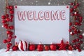 Label, Snowflakes, Christmas Balls, Text Welcome Royalty Free Stock Photo