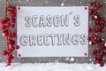 Label, Snowflakes, Christmas Decoration, Text Seasons Greetings