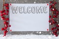 Label, Snowflakes, Christmas Decoration, Text Welcome Royalty Free Stock Photo