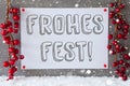 Label, Snowflakes, Decoration, Frohes Fest Means Merry Christmas