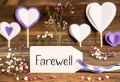 Label With Spring Flowers, Hearts, Text Farewell