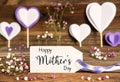 Label With Spring Flowers, Hearts, Text Happy Mothers Day Royalty Free Stock Photo