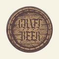Label or sticker for craft beer form of wooden lid