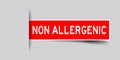 Label sticker red color in word non allergenic that inserted in gray background Royalty Free Stock Photo