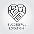 Label of successful location concept in outline style