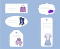 Label Tag Stitch Set White Vector Isolated